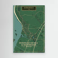 Burnham-on-Sea Map - Green - Canvas