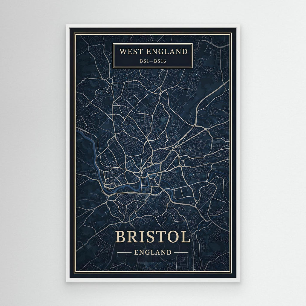 Bristol Map Blue - Canvas