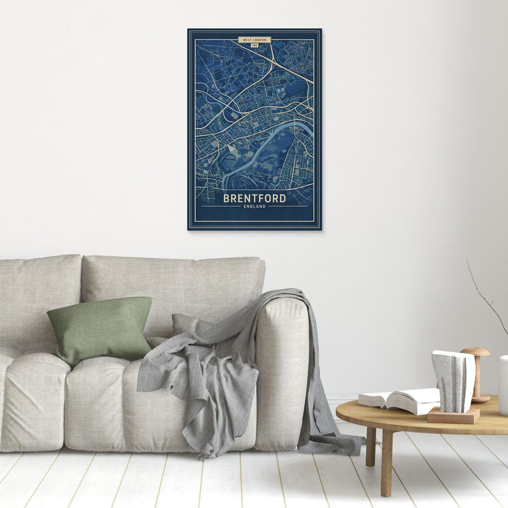 Brentford Map Blue - Canvas