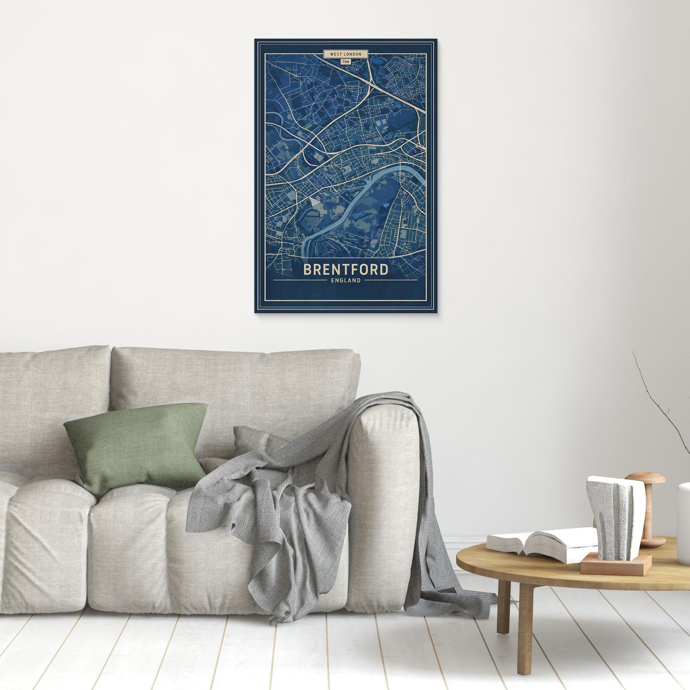 Brentford Map Blue - Canvas