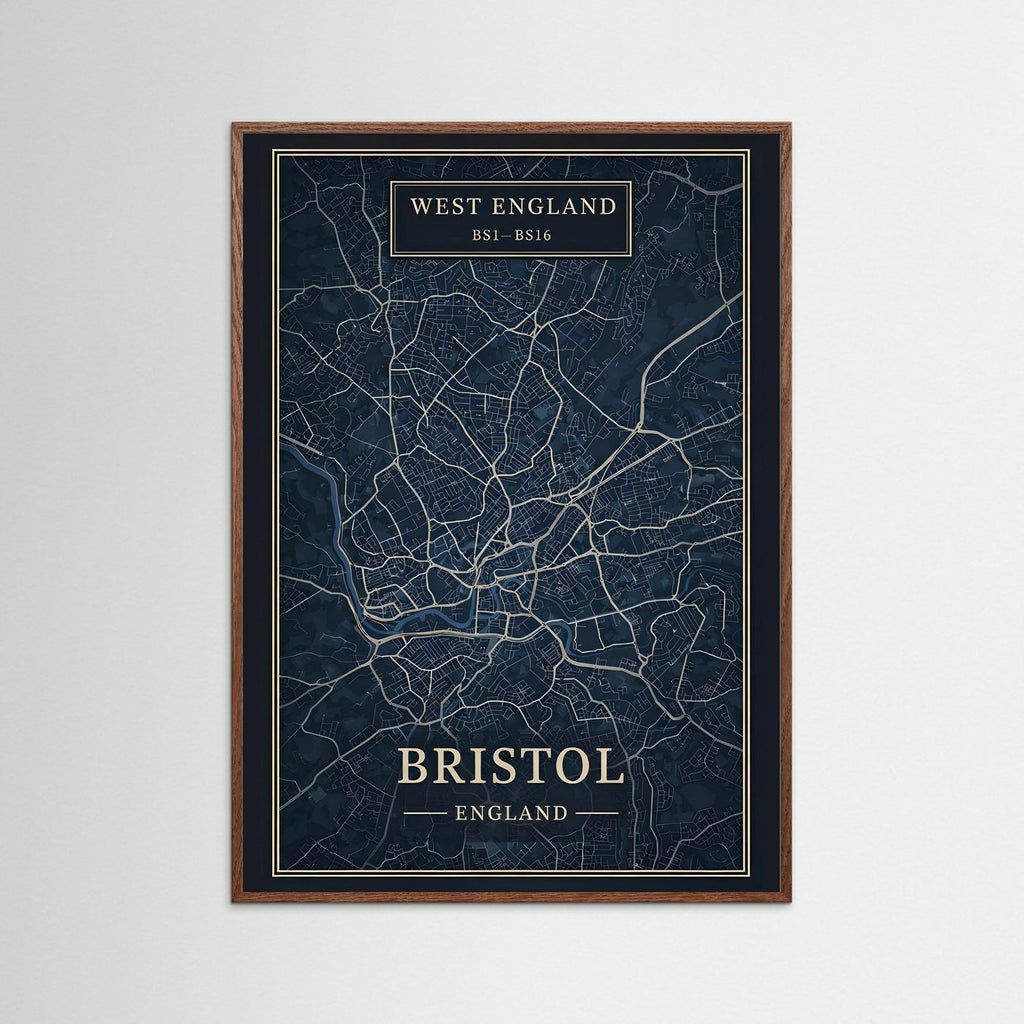 Bristol Map Blue - Print