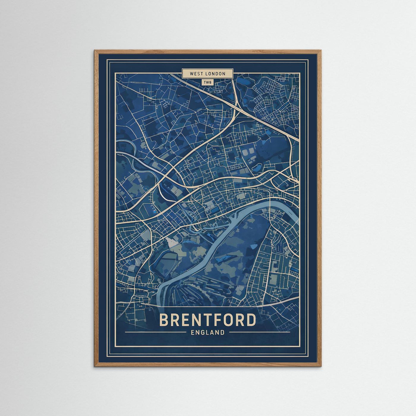 Brentford Map Blue - Print