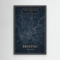 Bristol Map Blue - Canvas