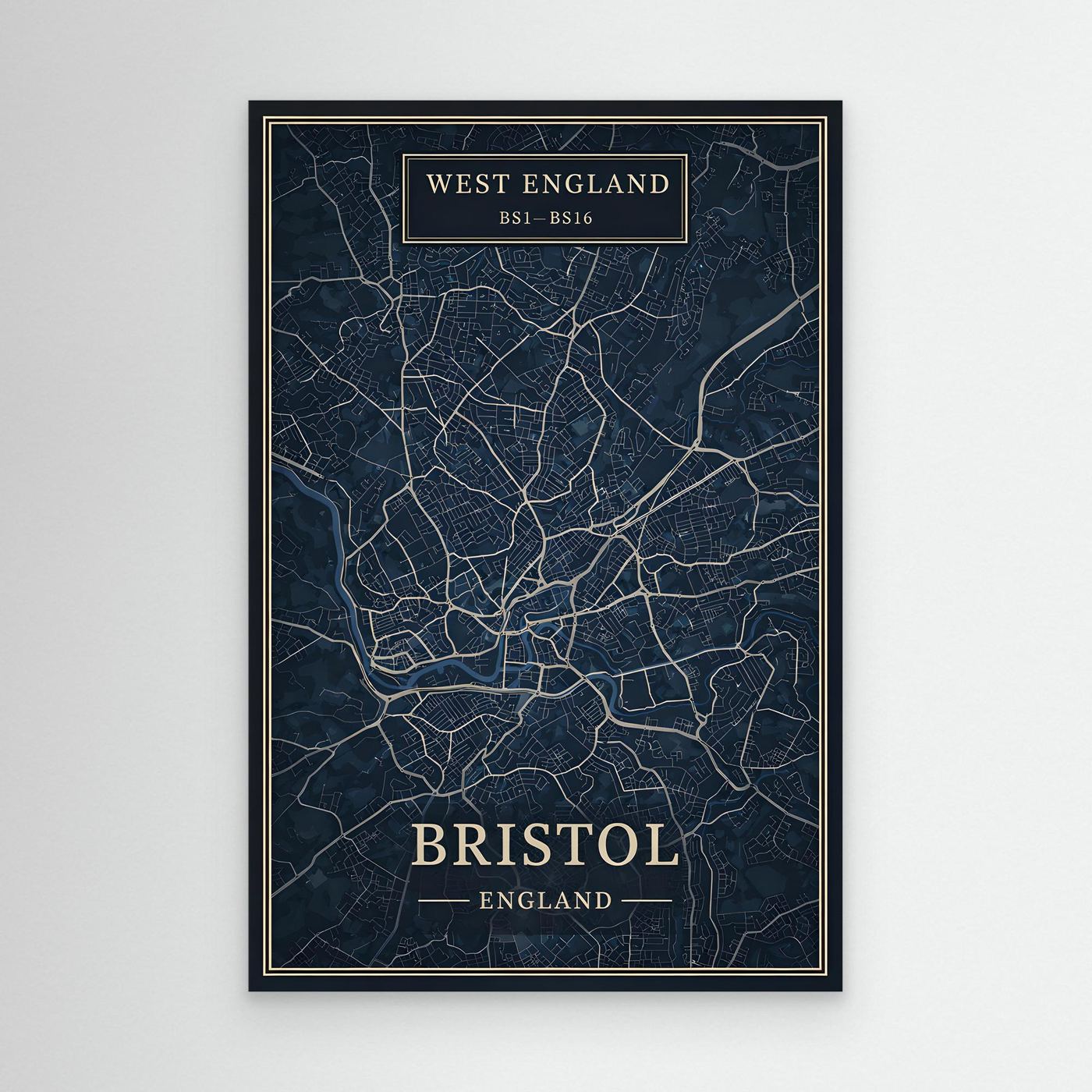 Bristol Map Blue - Canvas
