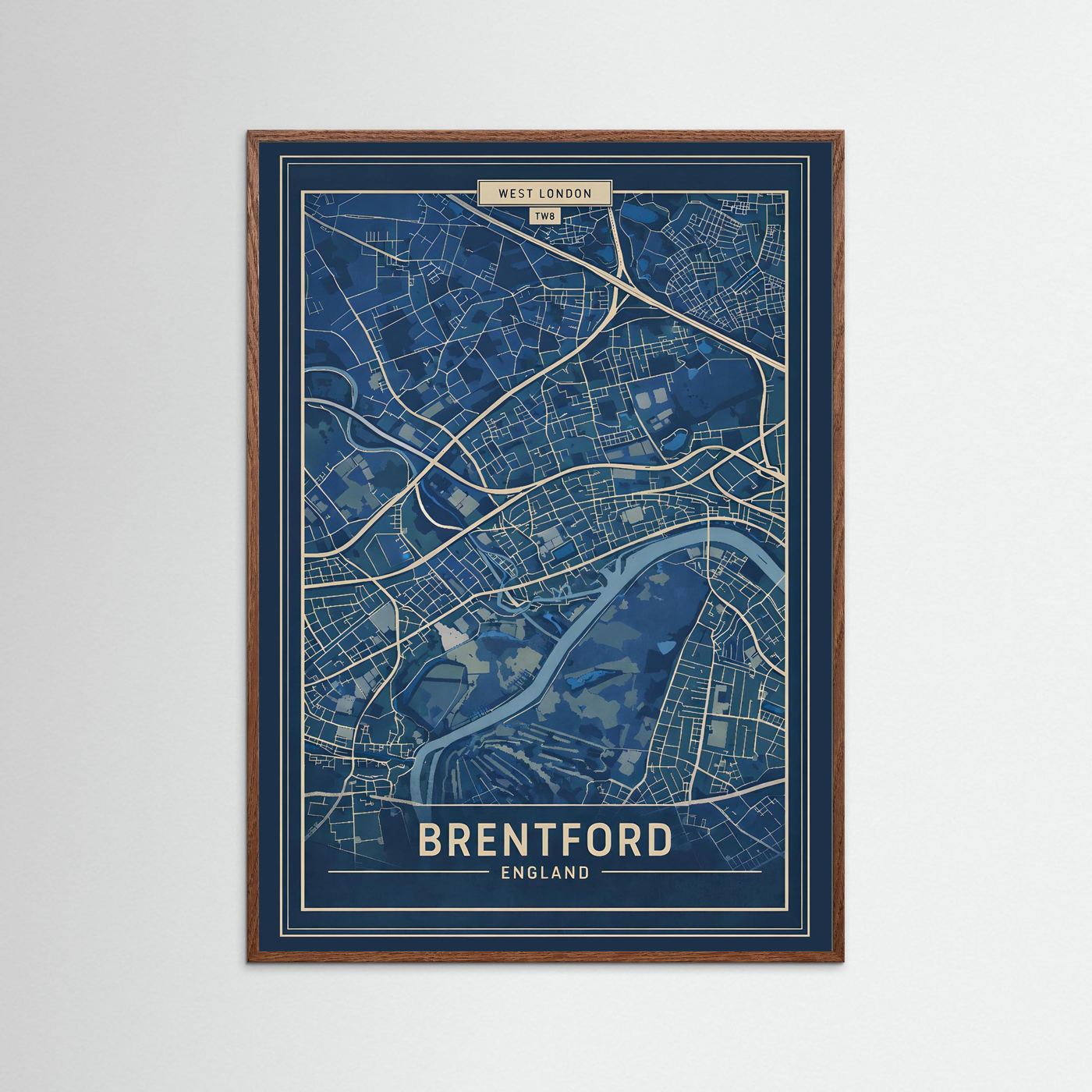 Brentford Map Blue - Print