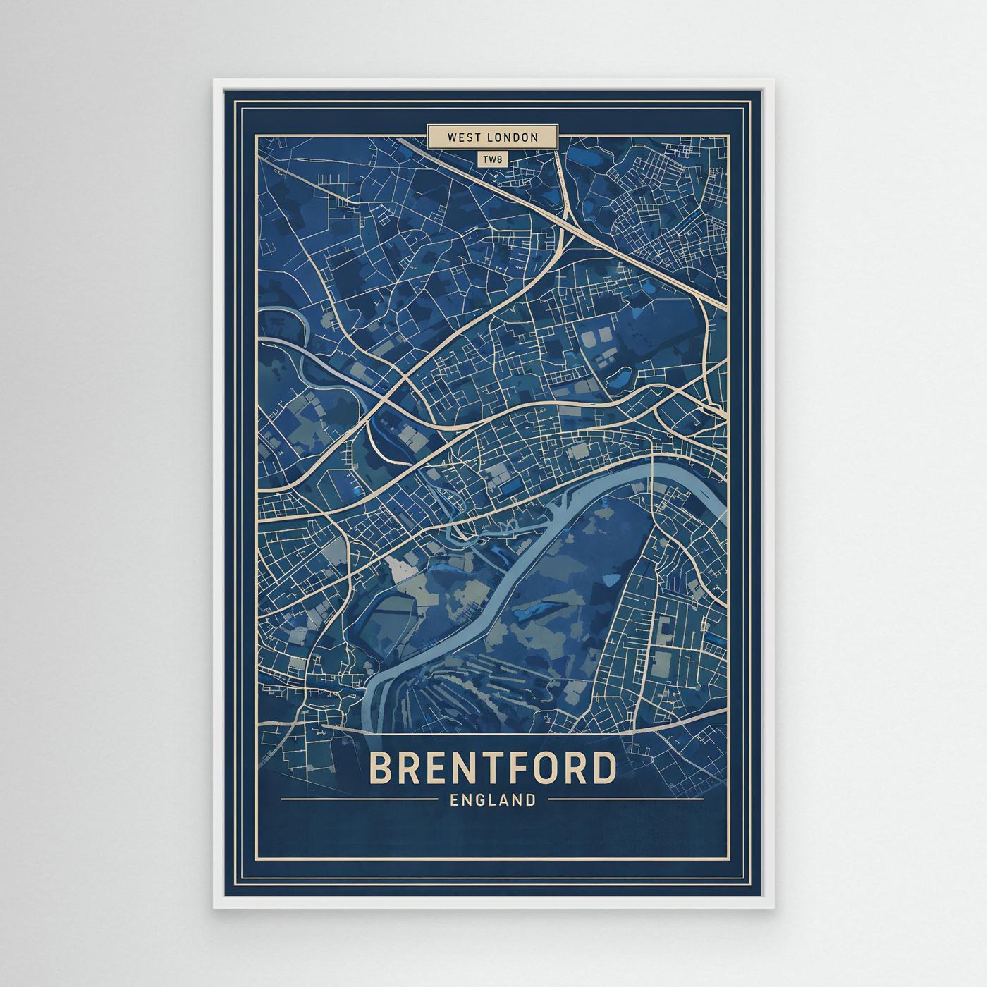 Brentford Map Blue - Canvas