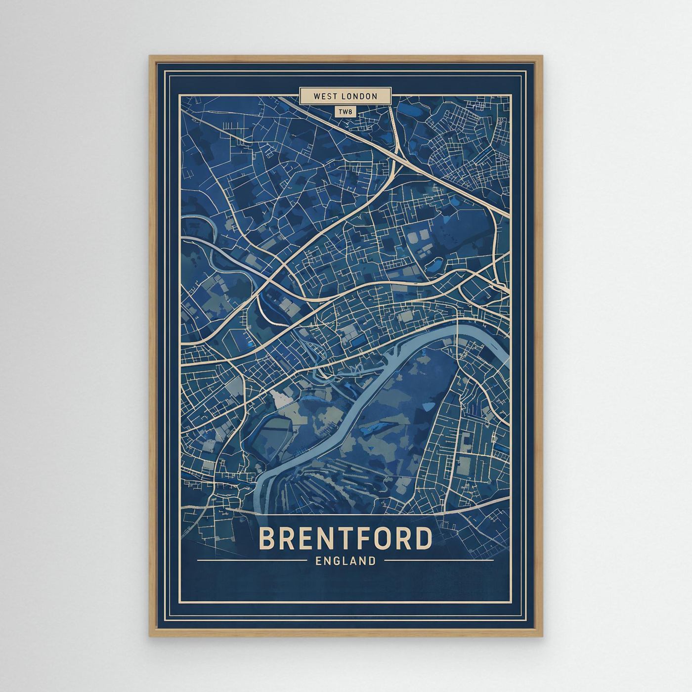 Brentford Map Blue - Canvas