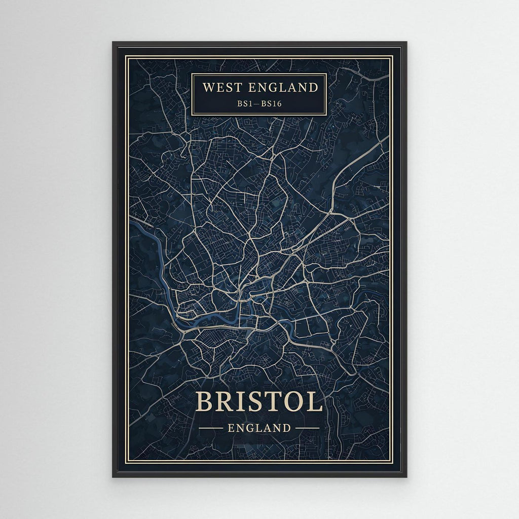 Bristol Map Blue - Canvas