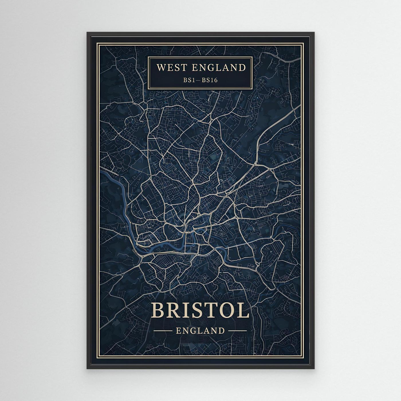 Bristol Map Blue - Canvas