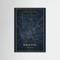 Bristol Map Blue - Print