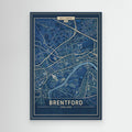 Brentford Map Blue - Canvas