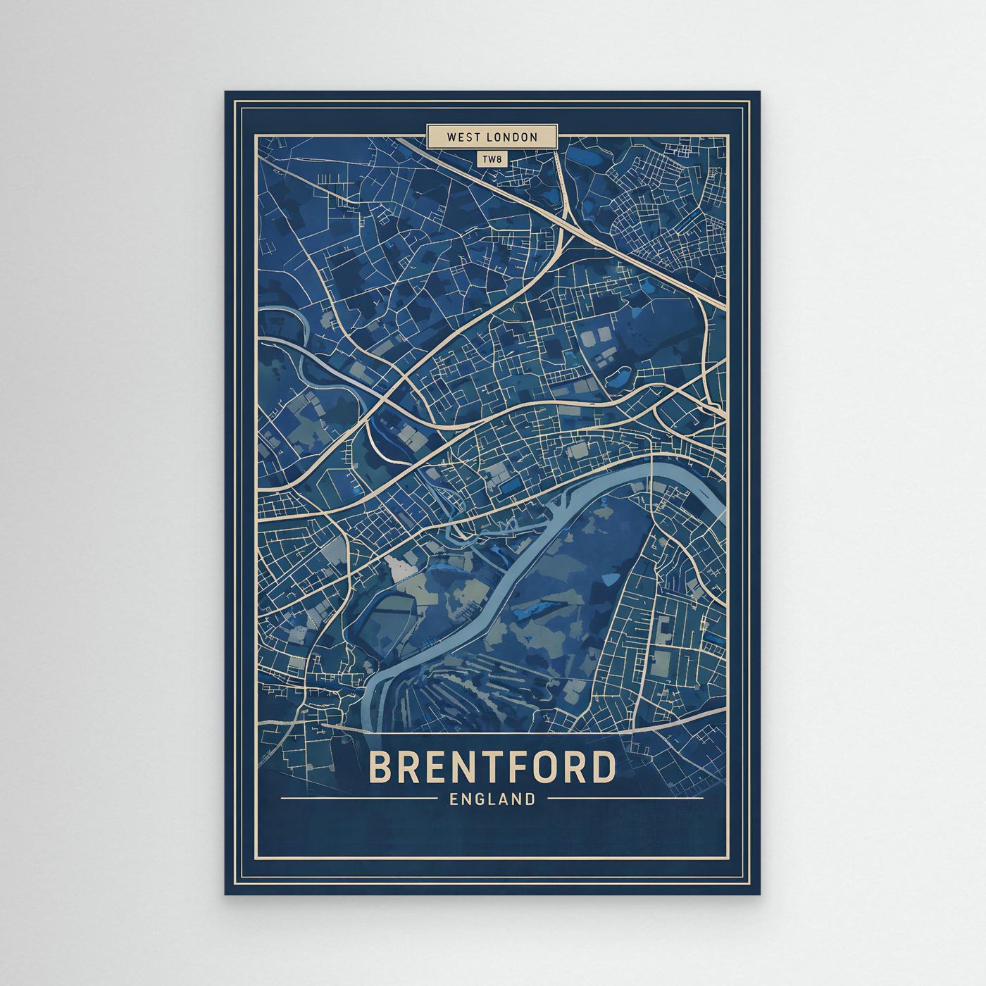 Brentford Map Blue - Canvas