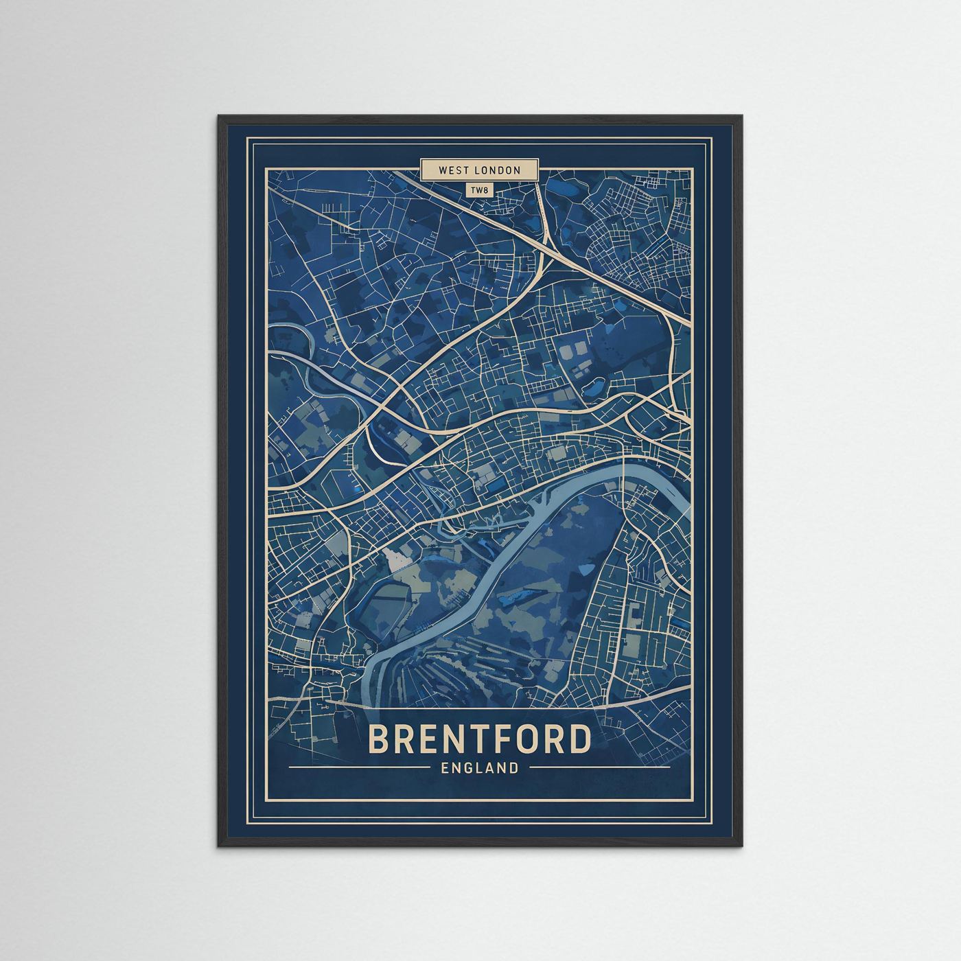 Brentford Map Blue - Print