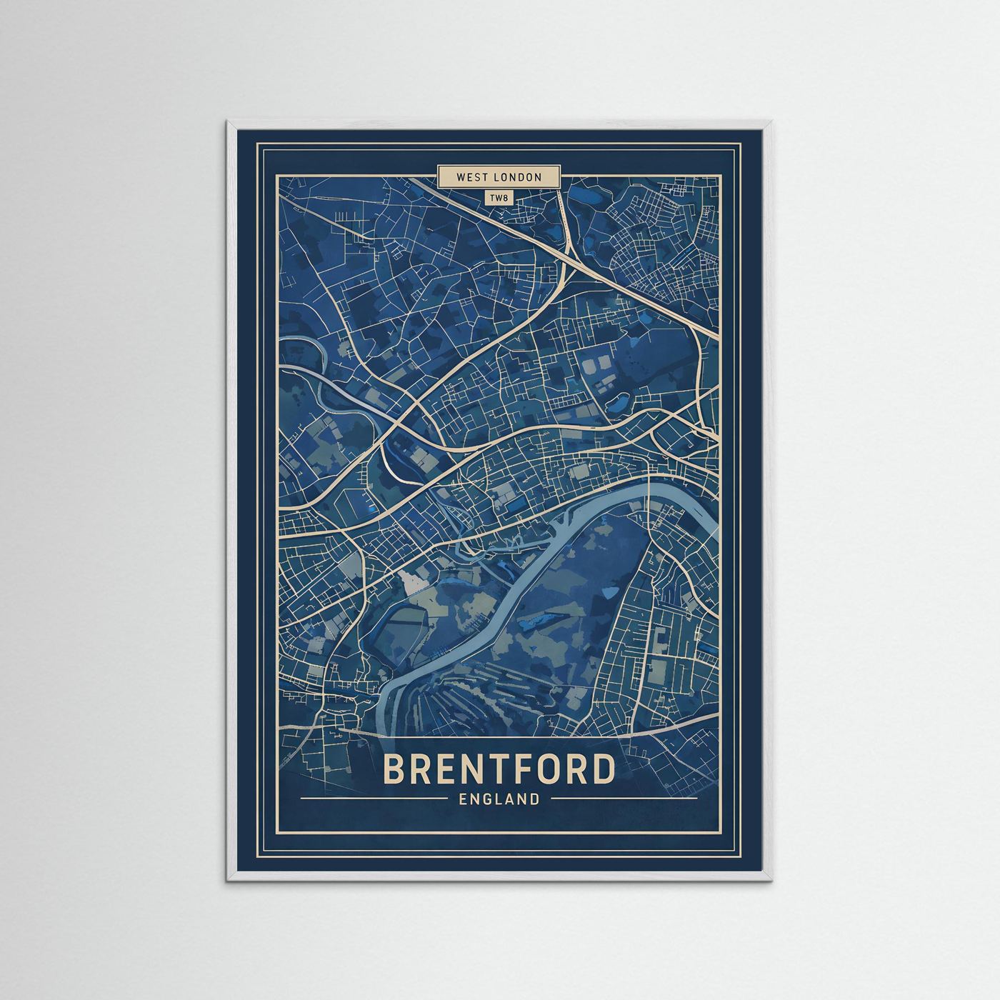 Brentford Map Blue - Print