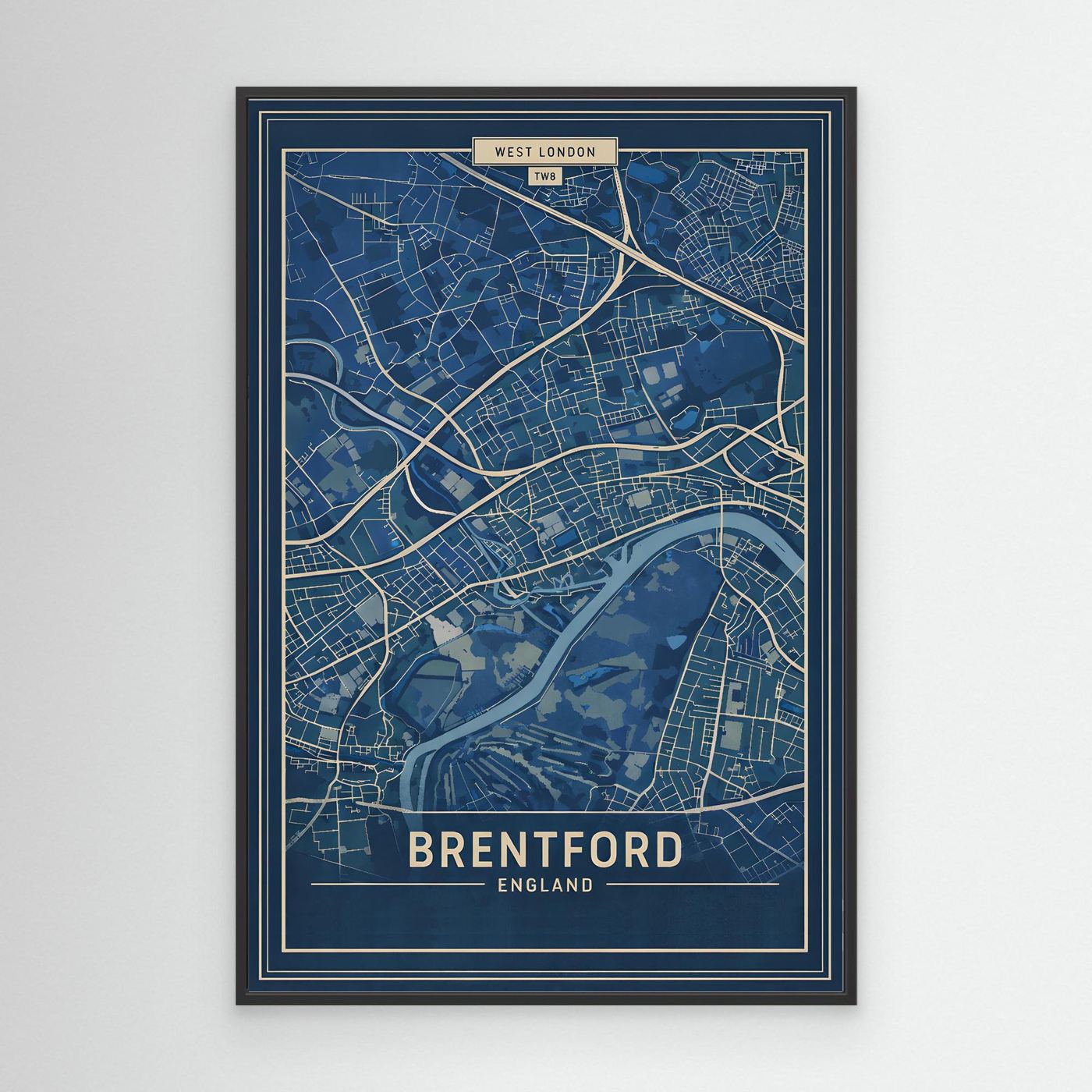Brentford Map Blue - Canvas