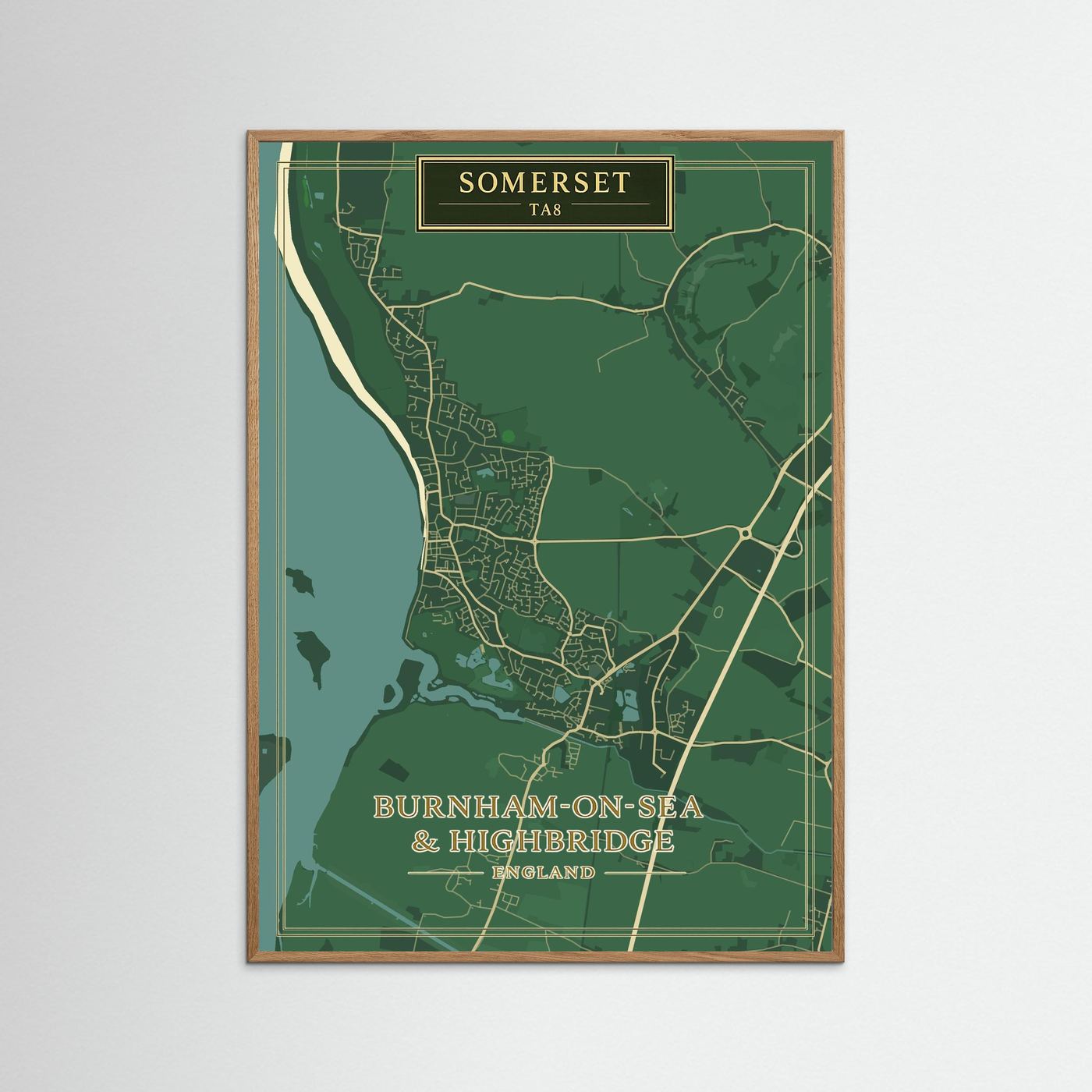 Burnham-on-Sea Map Green - Print