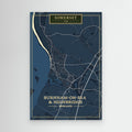 Burnham-on-Sea Map - Blue - Canvas