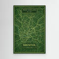 Bristol Map  Green - Canvas