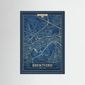 Brentford Map Blue - Print