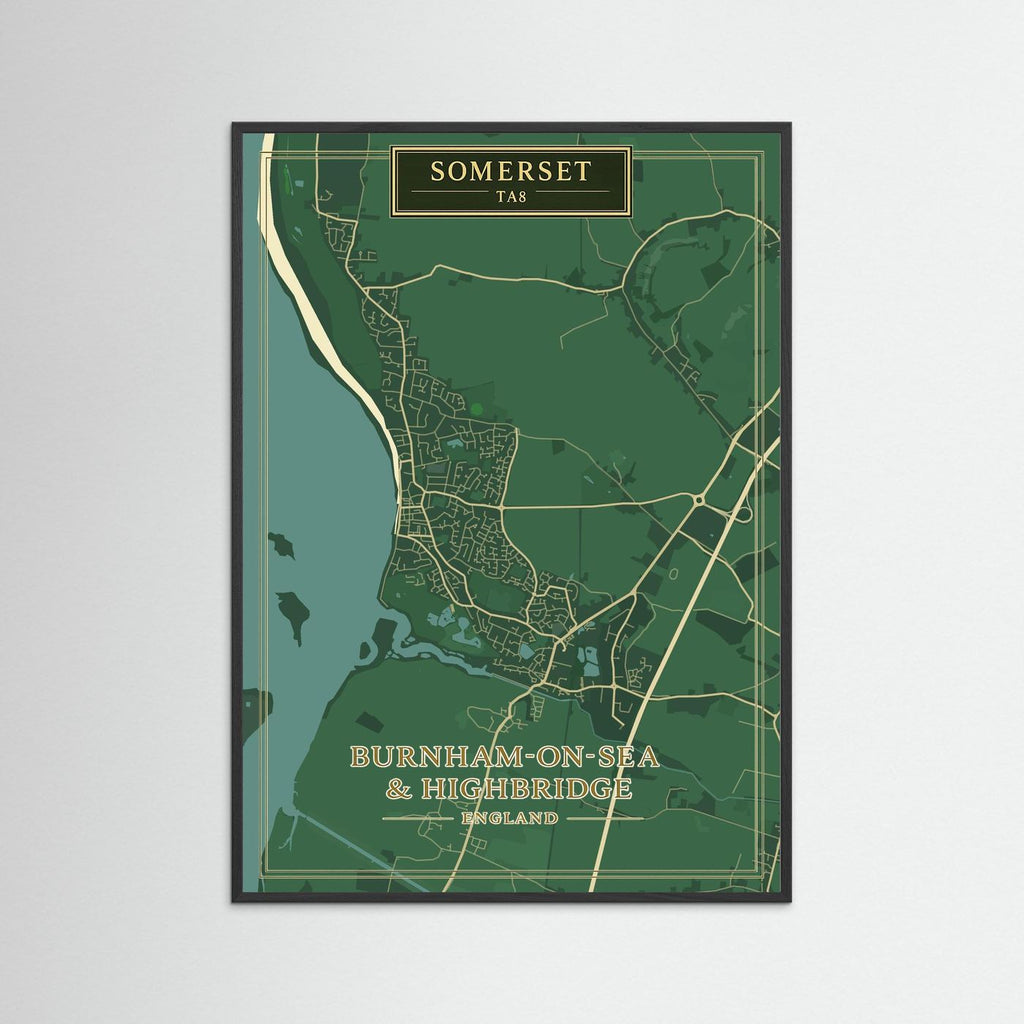 Burnham-on-Sea Map Green - Print