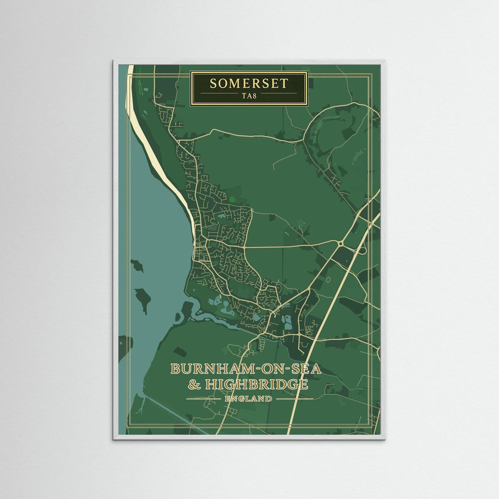 Burnham-on-Sea Map Green - Print
