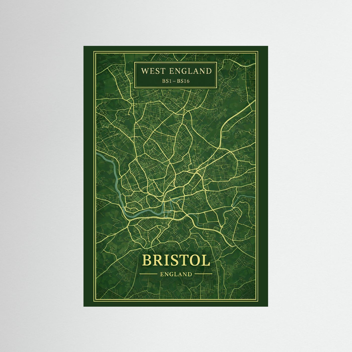 Bristol Map Green - Print