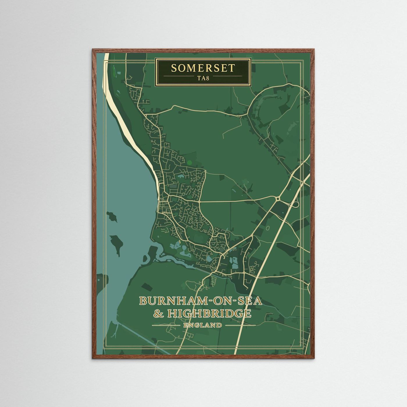 Burnham-on-Sea Map Green - Print