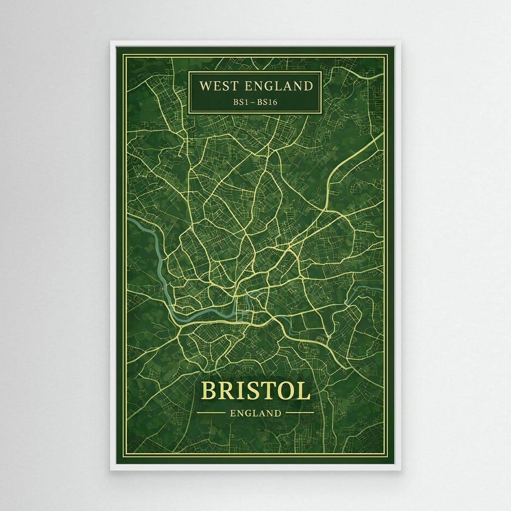 Bristol Map  Green - Canvas