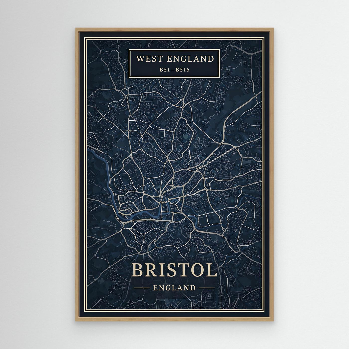 Bristol Map Blue - Canvas