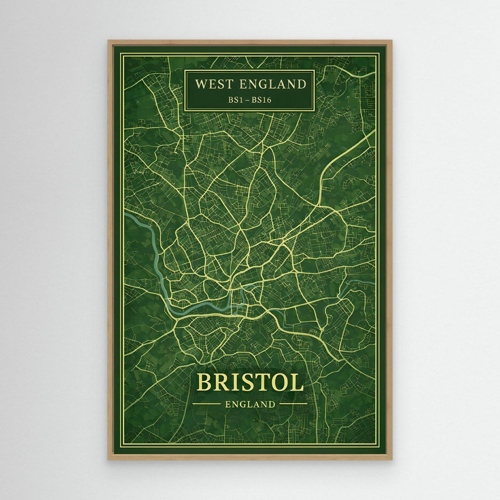 Bristol Map  Green - Canvas