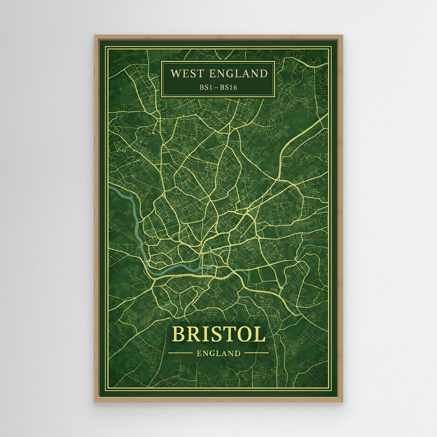 Bristol Map  Green - Canvas