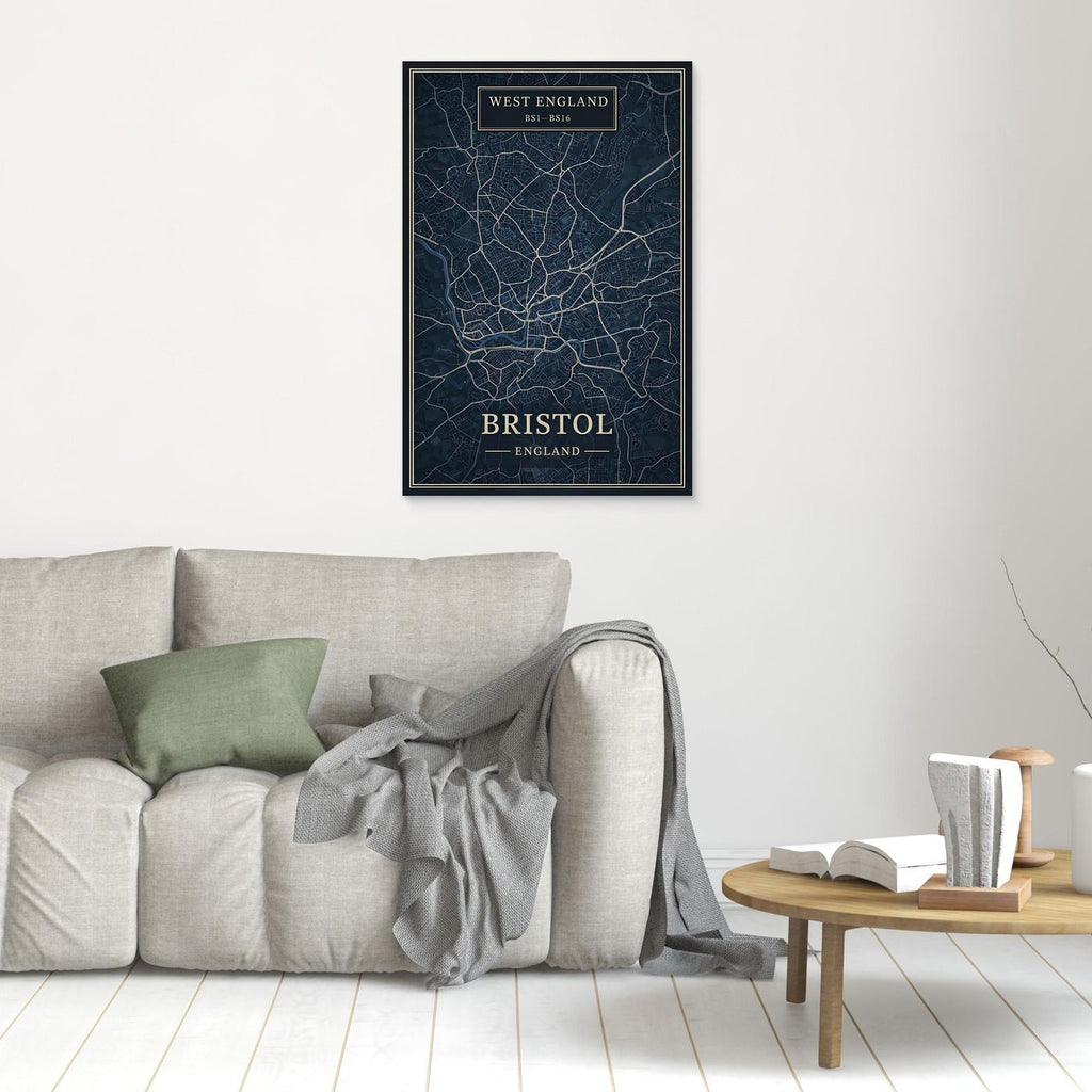 Bristol Map Blue - Canvas